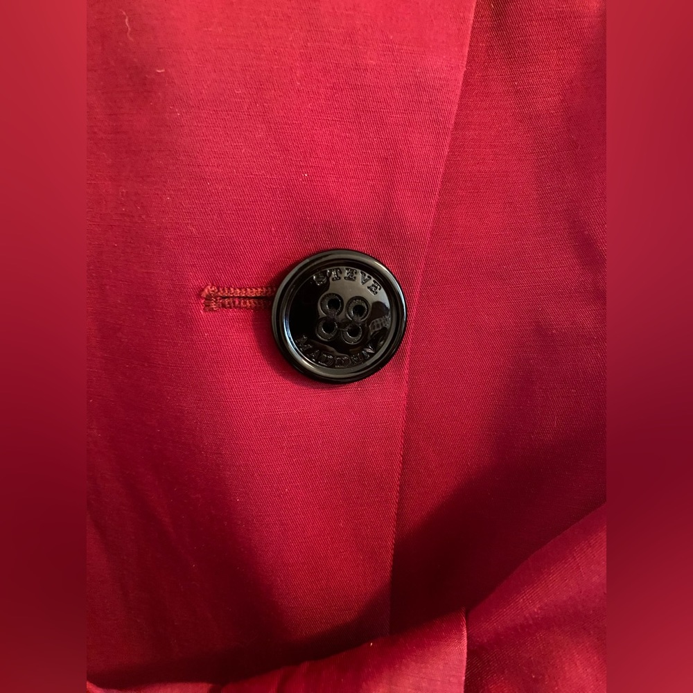 Steve Madden red belted pea coat with black buttons. NWOT size M - Picture 8 of 13